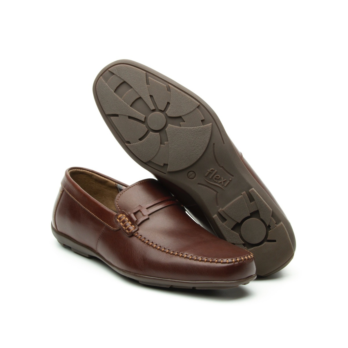 Mocasín Urbano Flexi Con Herraje Café Para Hombre - Estilo 68614 Moka