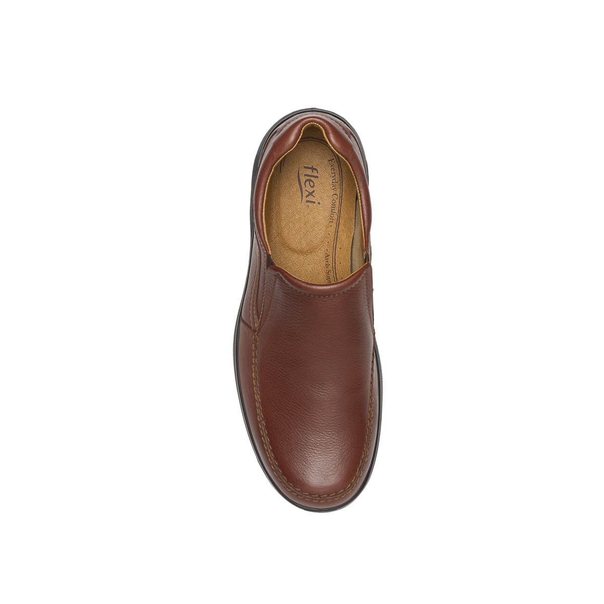 Mocasín Casual Para Oficina Flexi Con Piel Graneada Para Hombre - Estilo 68906 Brandy