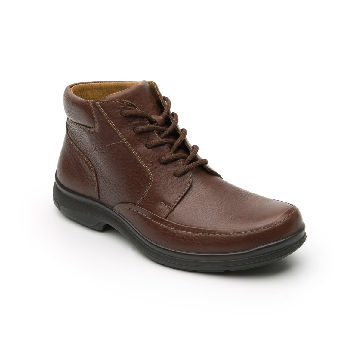 Bota Casual Flexi Con Piel Graneada Para Hombre - Estilo 68907 Café