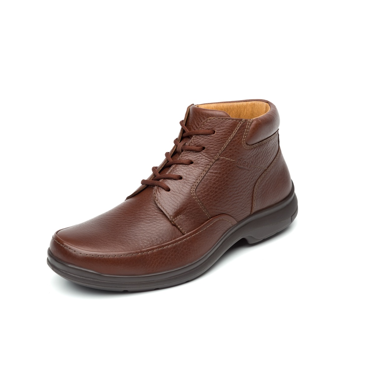 Bota Casual Flexi Con Piel Graneada Para Hombre - Estilo 68907 Café
