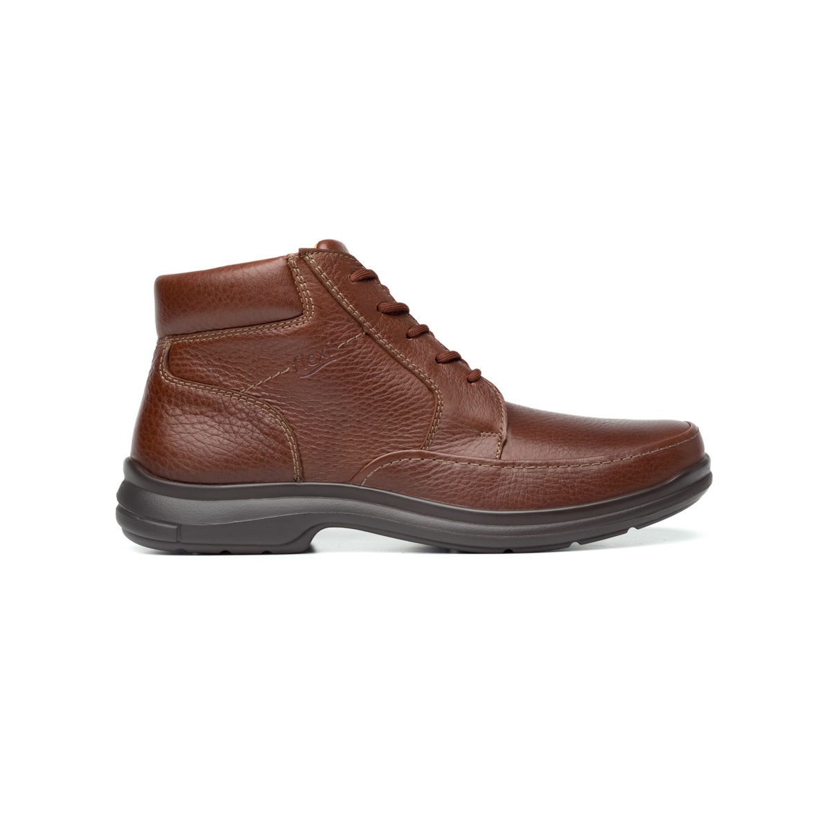 Bota Casual Flexi Con Piel Graneada Para Hombre - Estilo 68907 Café