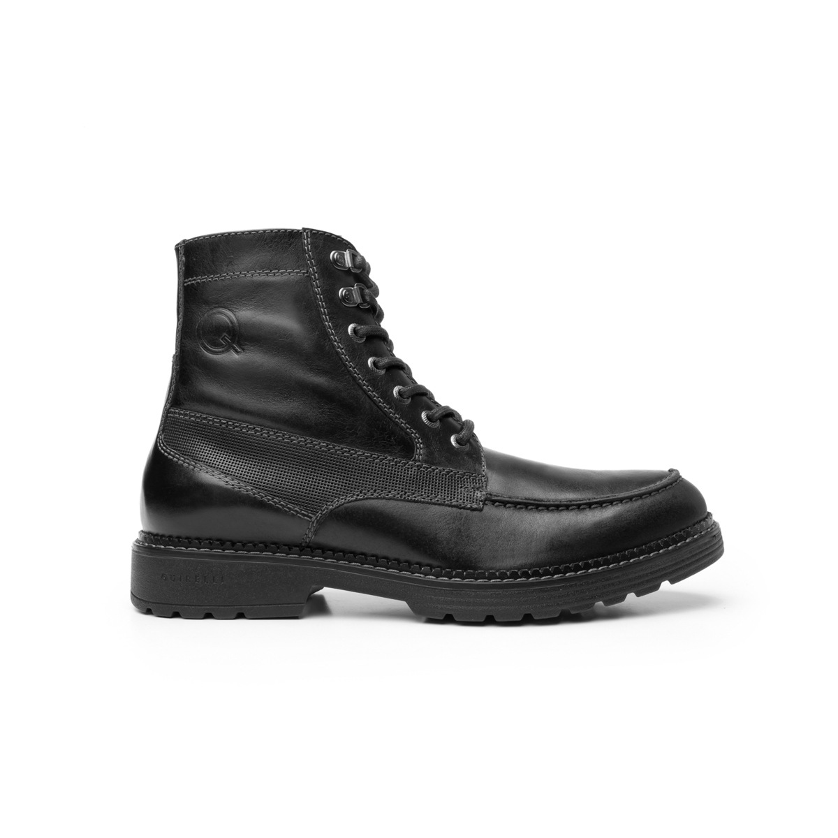 Bota De Agujetas Quirelli Con De Talle De Piel Grabada Para Hombre - Estilo 701003 Negro