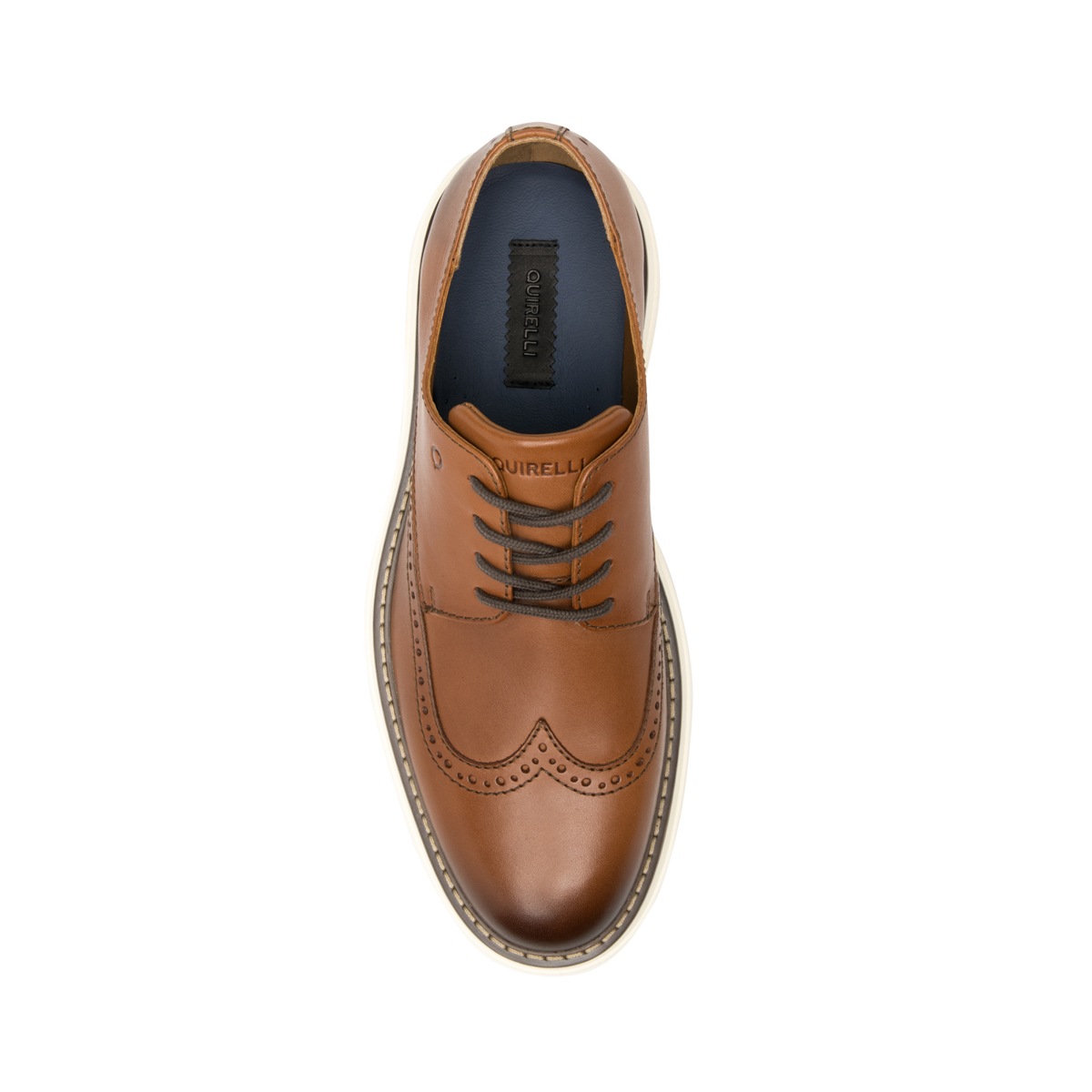 Derby Con Puntera De Ala Quirelli para Hombre con 100% Piel Estilo 705302 Tan