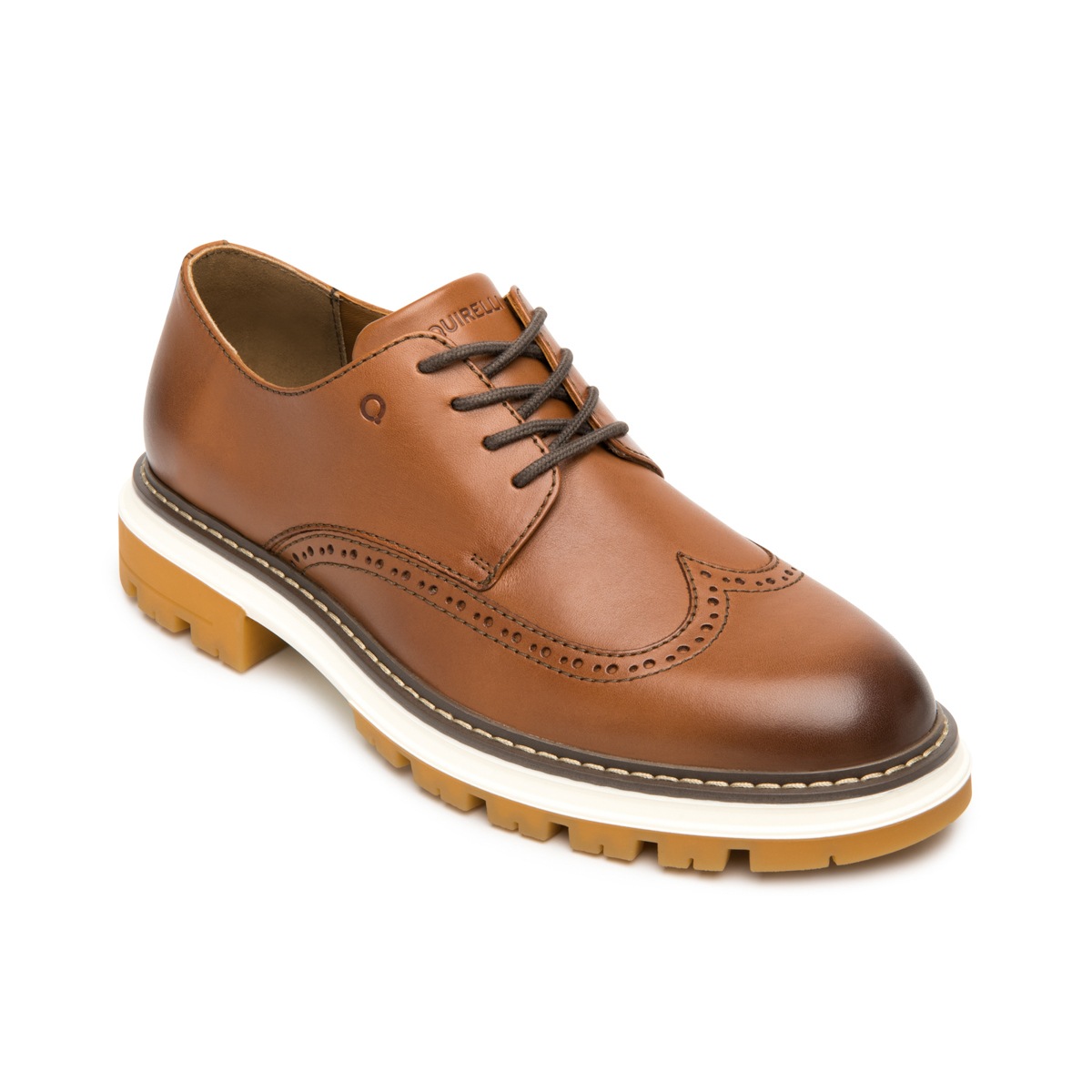 Derby Con Puntera De Ala Quirelli para Hombre con 100% Piel Estilo 705302 Tan