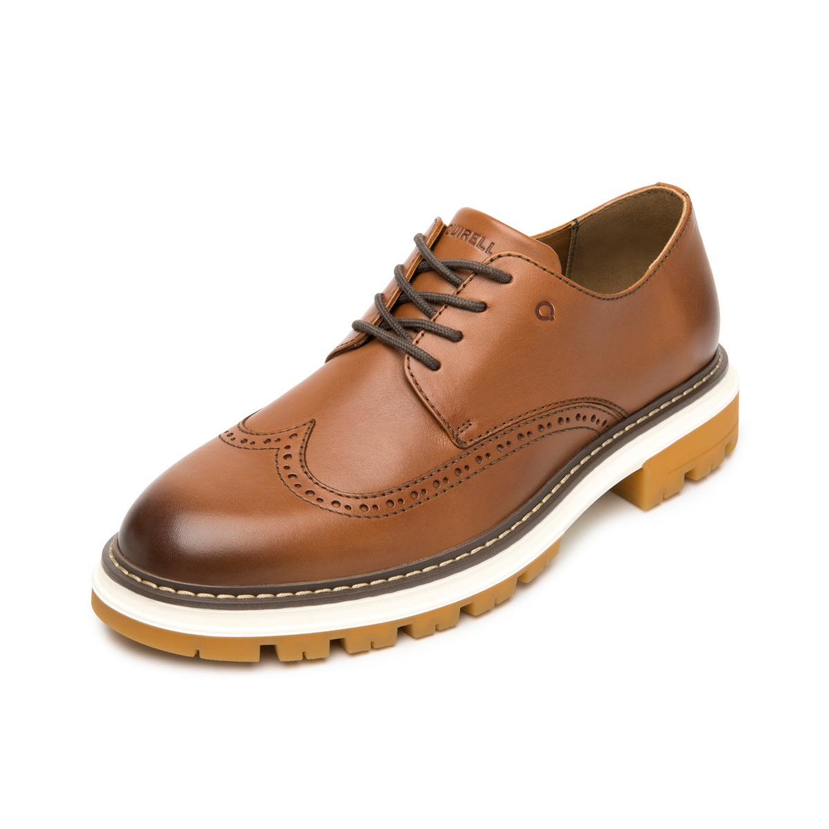 Derby Con Puntera De Ala Quirelli para Hombre con 100% Piel Estilo 705302 Tan