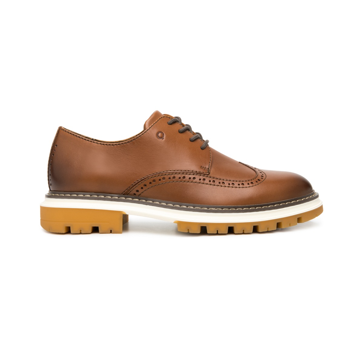 Derby Con Puntera De Ala Quirelli para Hombre con 100% Piel Estilo 705302 Tan