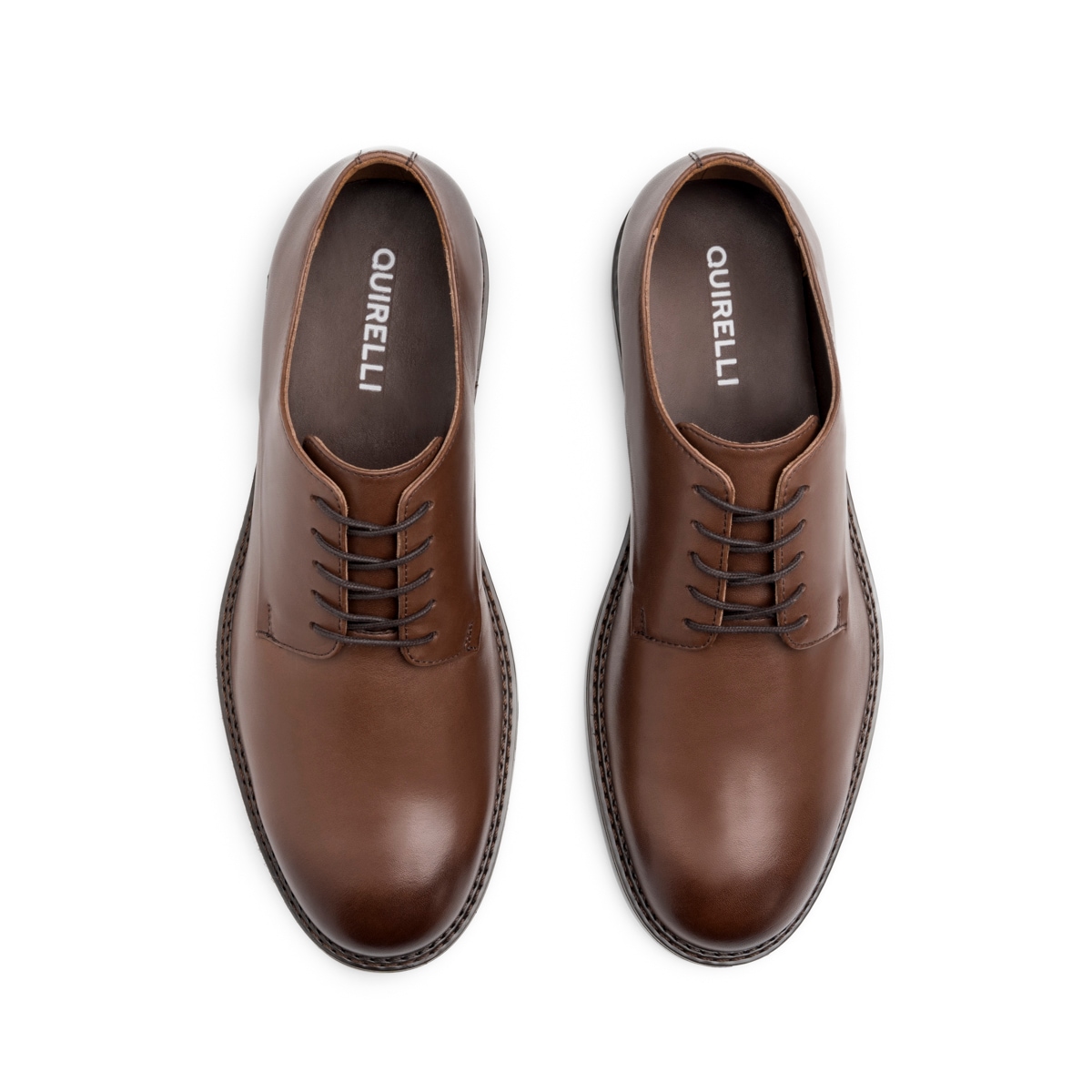 Derby Semivestir Quirelli para Hombre 100 % Piel Estilo 707201 Chocolate