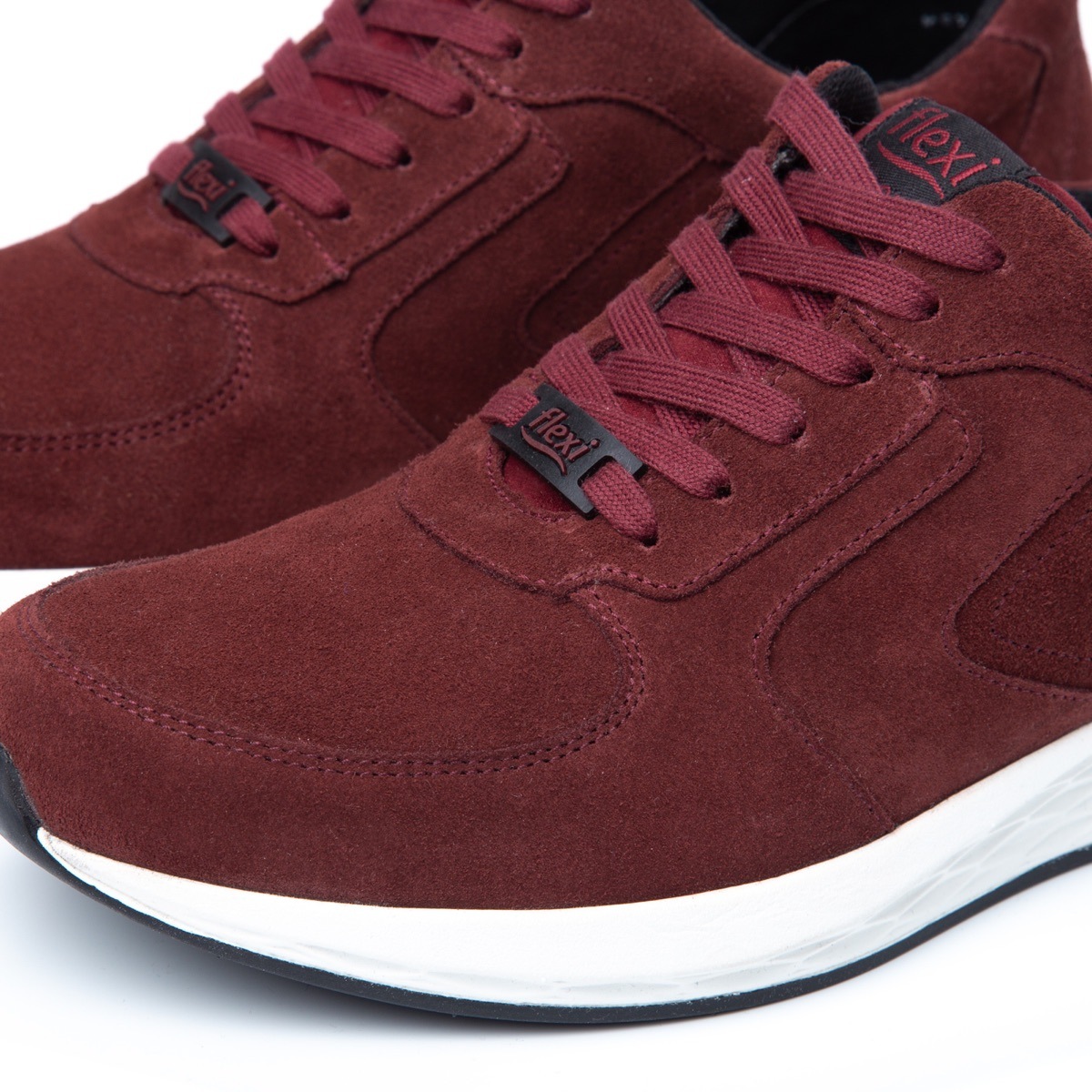 Sneaker Universitario Flexi De Gamuza Para Hombre - Estilo 97406 Burgundy