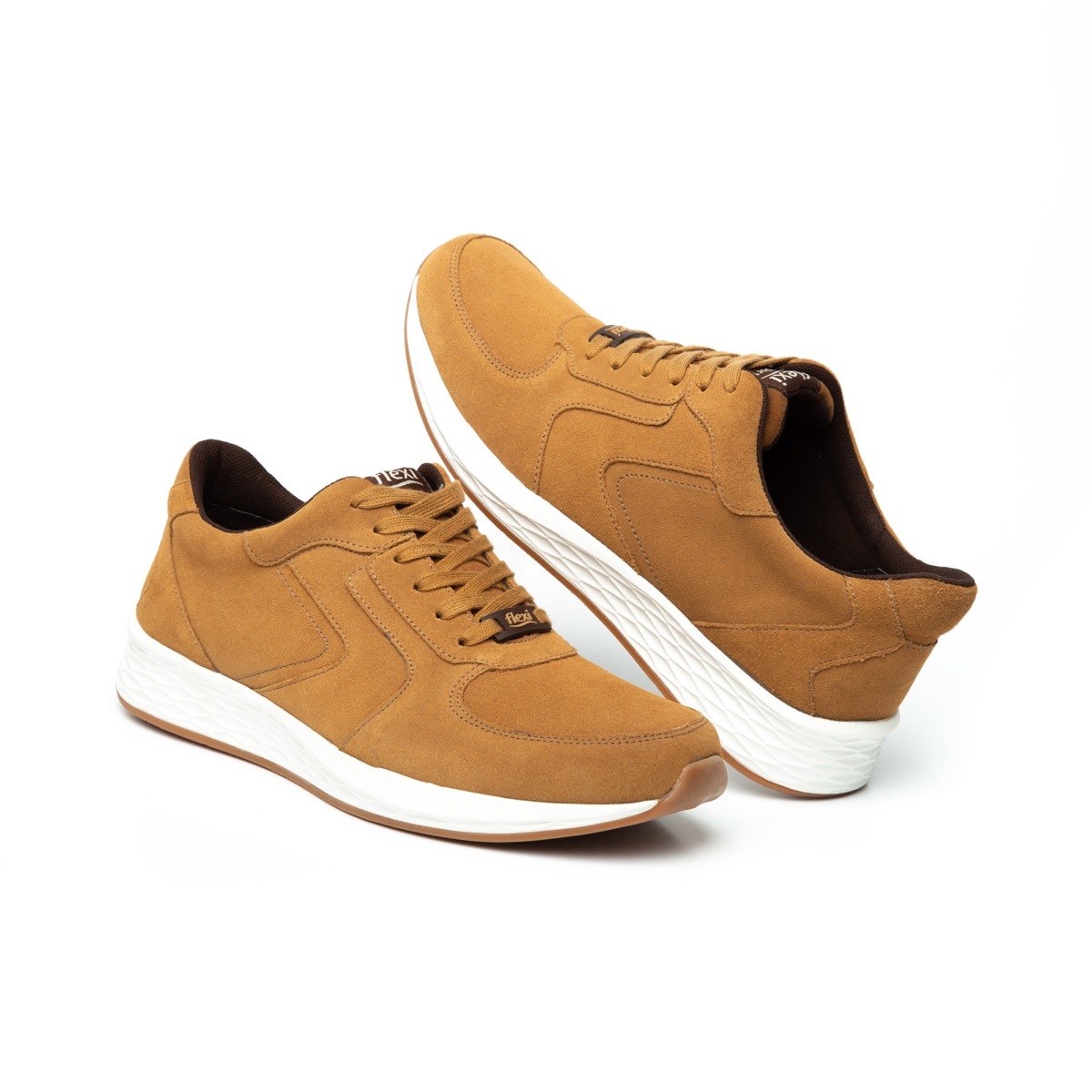 Sneaker Universitario Flexi De Gamuza Para Hombre - Estilo 97406 Mostaza