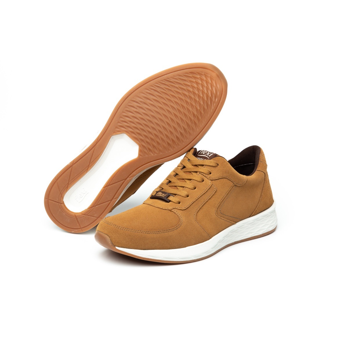 Sneaker Universitario Flexi De Gamuza Para Hombre - Estilo 97406 Mostaza