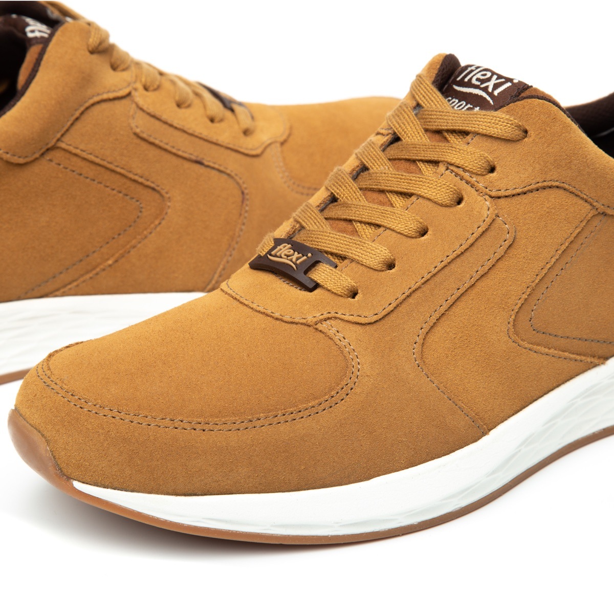 Sneaker Universitario Flexi De Gamuza Para Hombre - Estilo 97406 Mostaza
